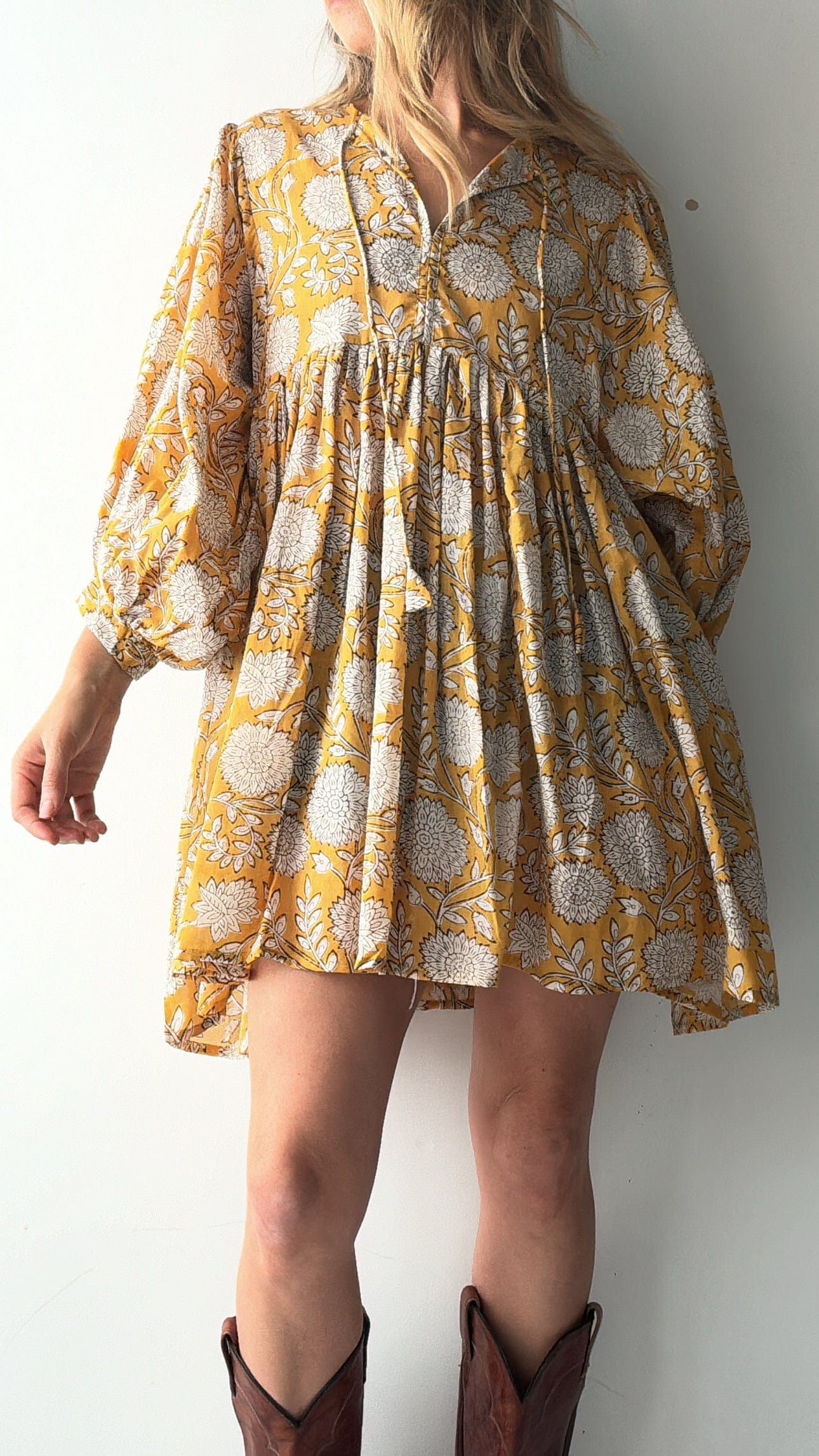 Sistergolden Apparel & Accessories Peony Short Block Pattern Dress