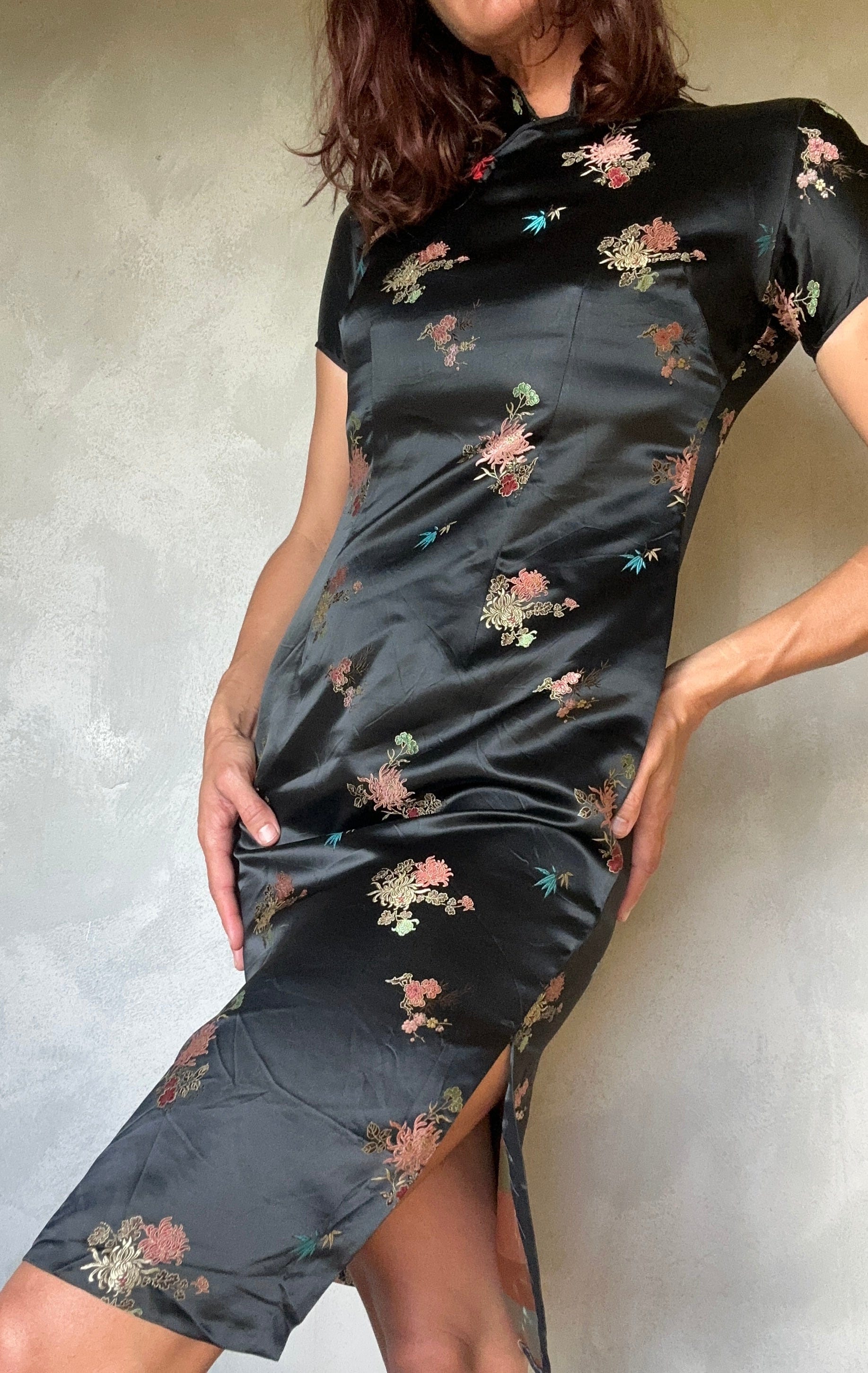 SisterGolden Cheongsam Ebony Lotus Cheongsam