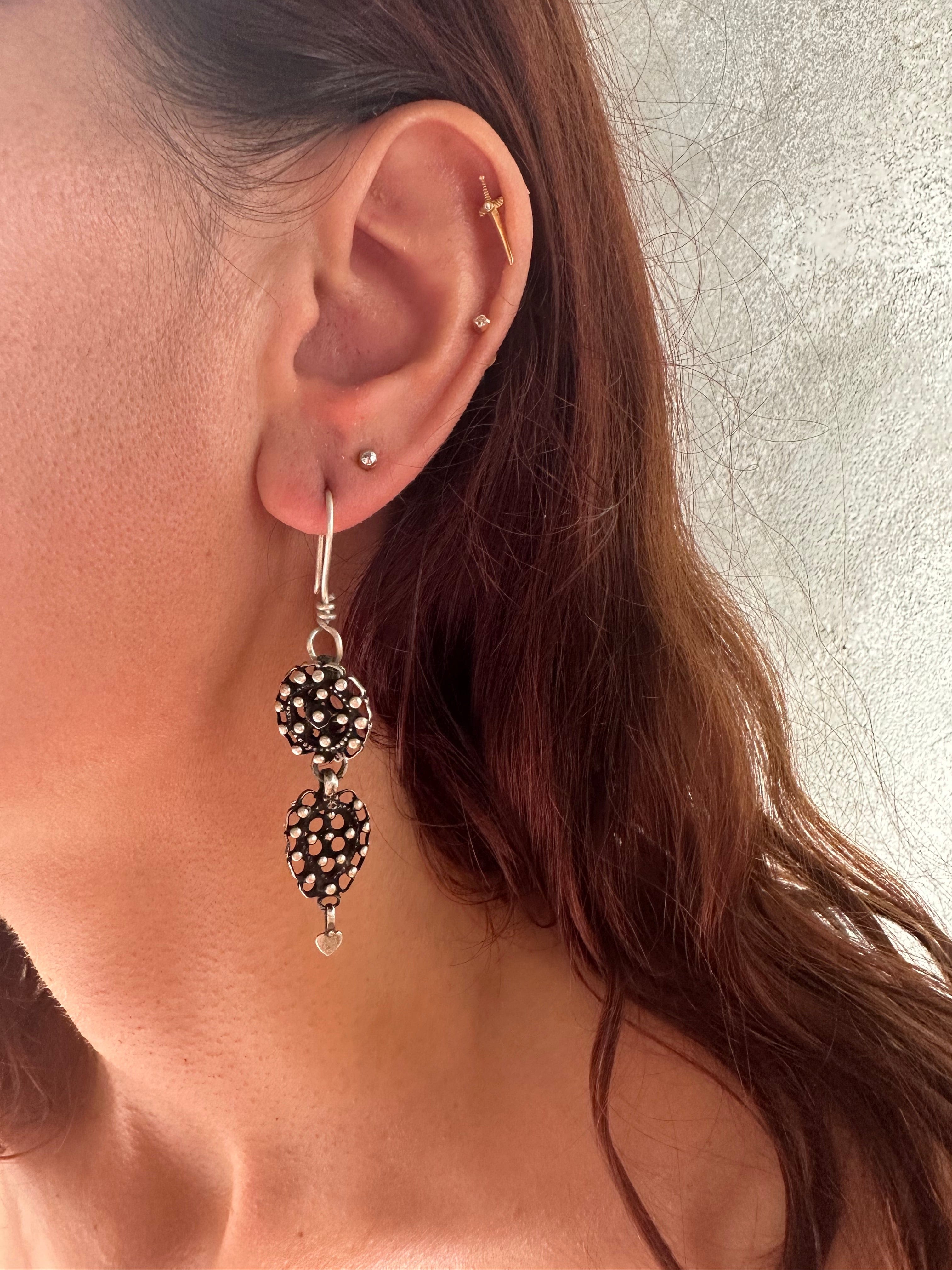 Sistergolden Mandala Large Silver handmade earrings