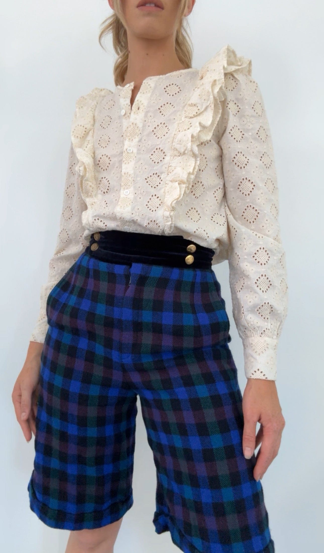 SisterGolden Shorts Blue Tartan Billie Shorts