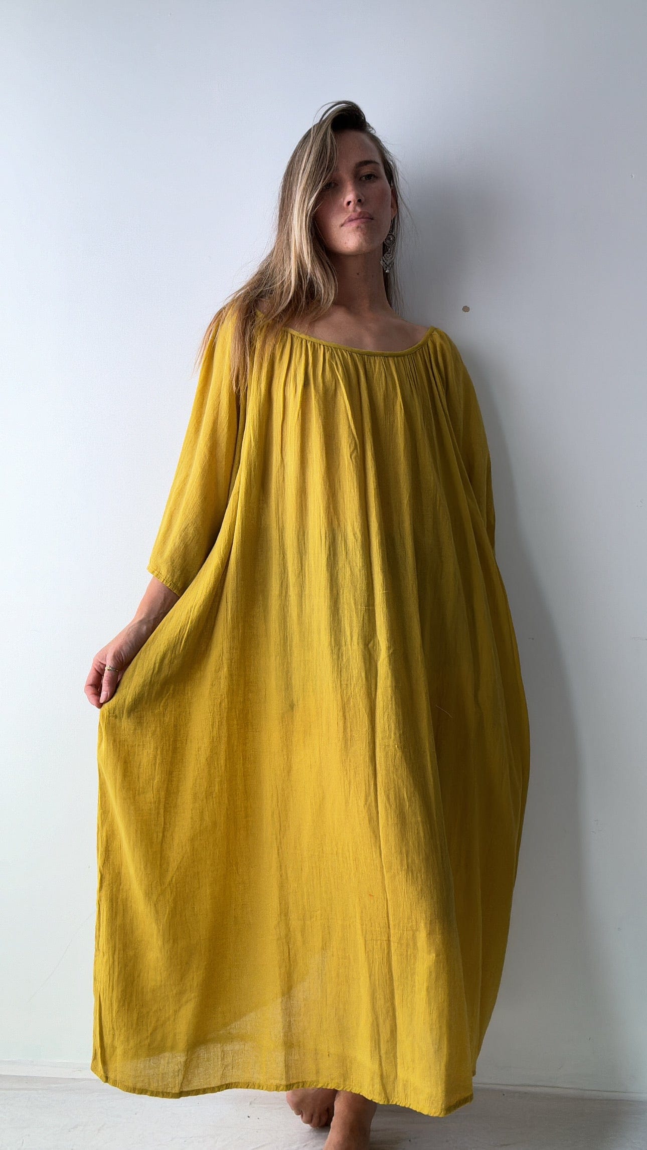 Sistergolden Summertime Round Neck Dress Sunflower